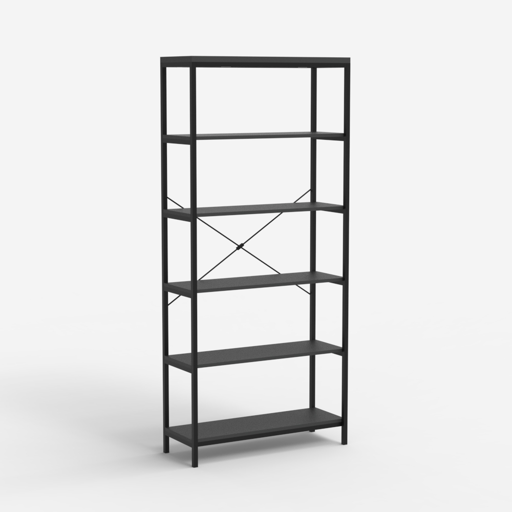 Wandbuchregal minimalistischer Industriestil Metall schwarz Murat