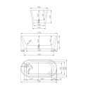 Badewanne freistehend oval 170x80cm gerillt grau Kimolos Moon Katalog