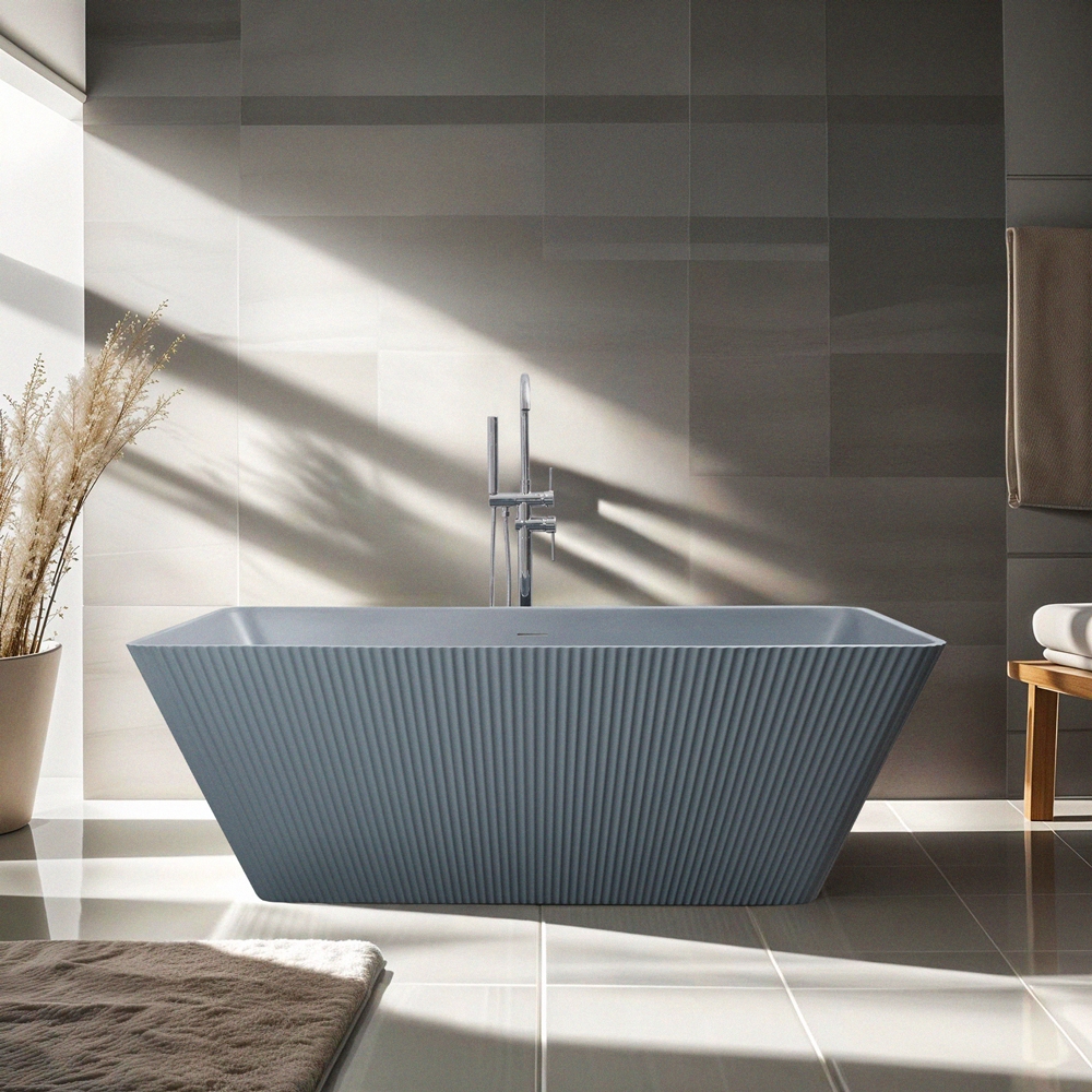 Freistehende Badewanne rechteckig 170x75cm mattgrau Arkoi Moon