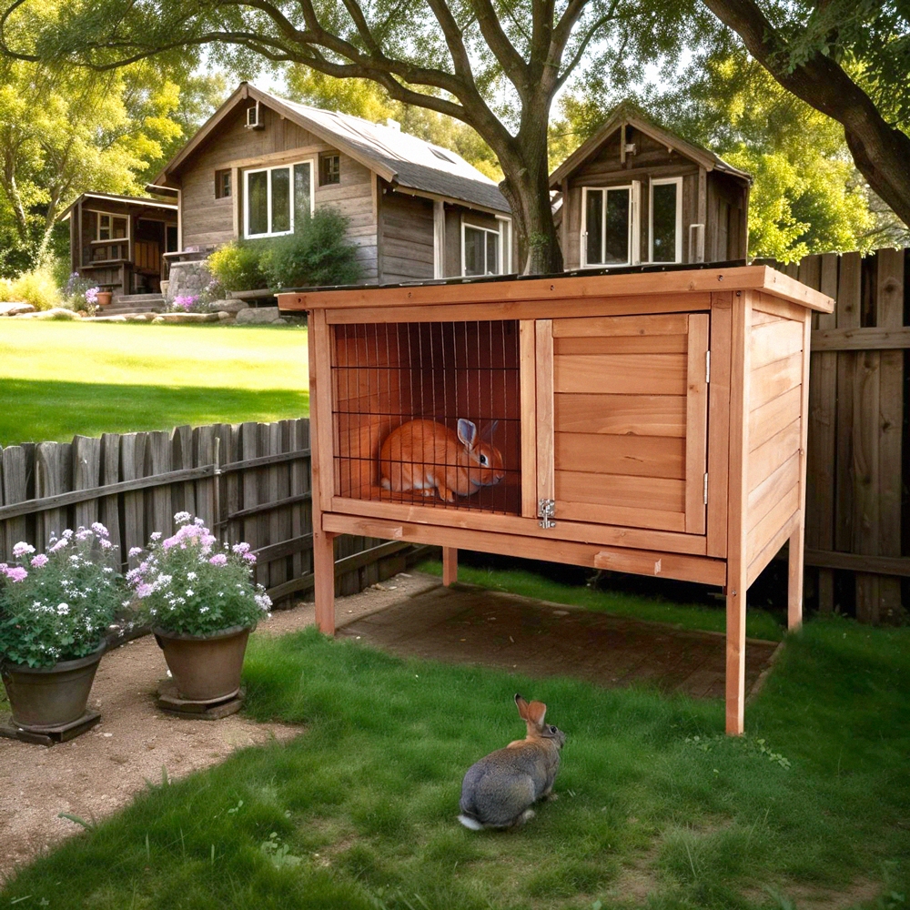 Kaninchenstall aus Holz für draußen Carrot Aktion