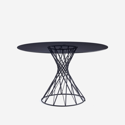 Tisch Design rund modern schwarz aus Glas 120cm für Wohnzimmer Naji Aktion