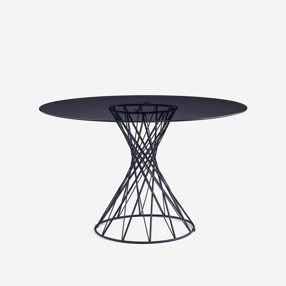 Tisch Design rund modern schwarz aus Glas 120cm für Wohnzimmer Naji Aktion