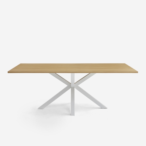 Esstisch aus Holz 200x100cm mit weißen gekreuzten Beinen Moyo Aktion