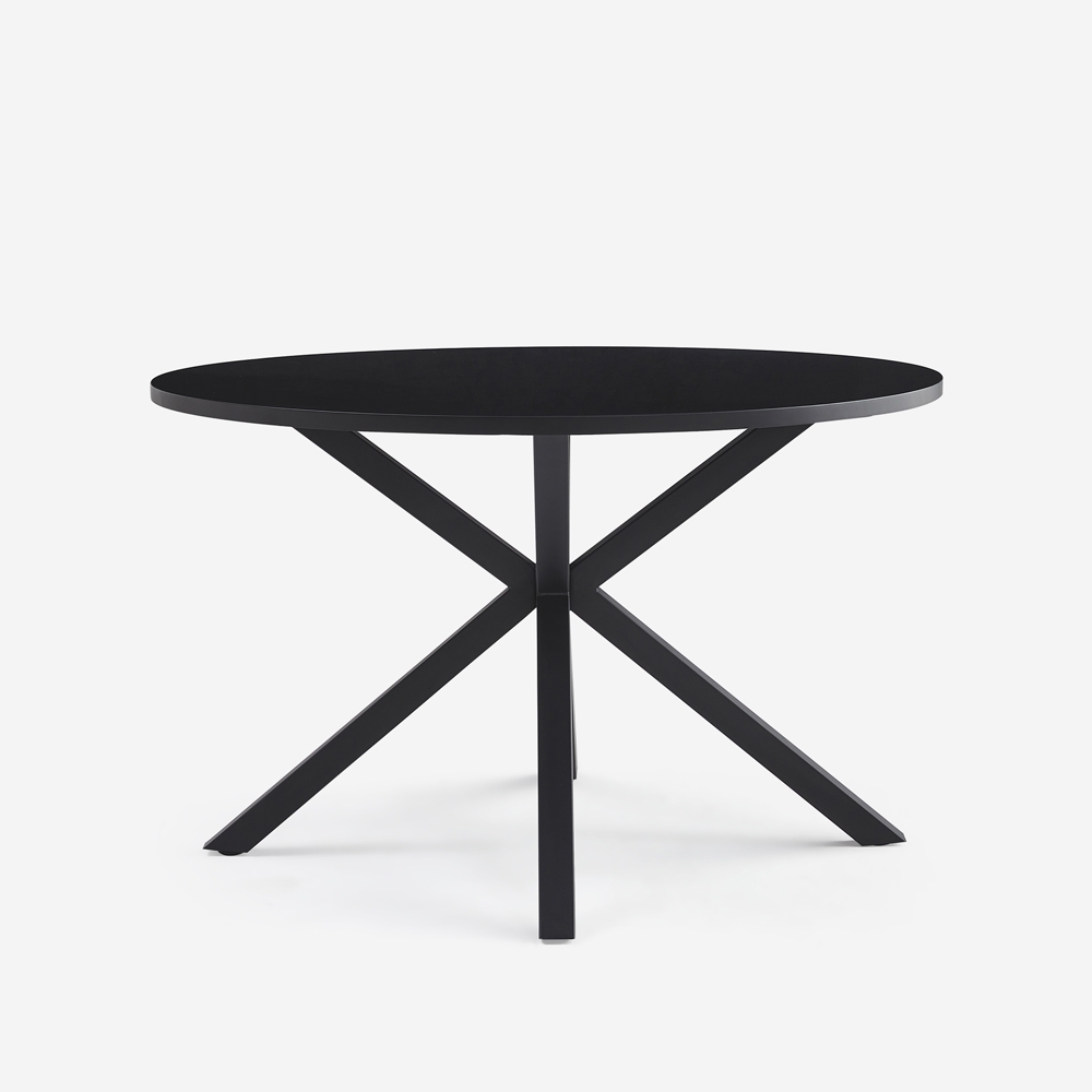 Tisch 120 cm schwarz rund mit gekreuzten Beinen für Küche und Wohnzimmer Samu Aktion Tisch 120 cm schwarz rund mit gekreuzten Beinen für Küche und Wohnzimmer Samu Aktion