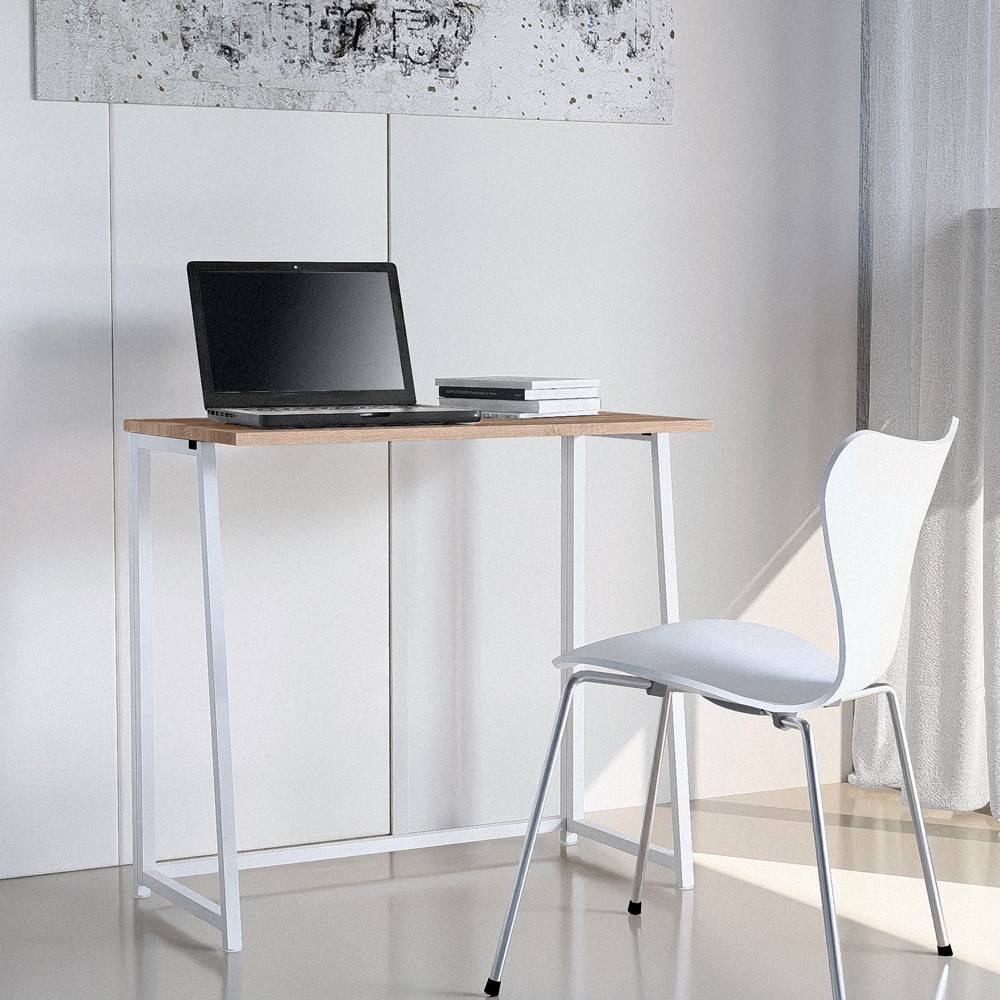 Platzsparender klappbarer Bürotisch in Weiß und Holz 80x45x75 Wolly W Aktion Platzsparender klappbarer Bürotisch in Weiß und Holz 80x45x75 Wolly W Aktion
