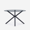 Tisch 120cm modern rund aus Glas mit gekreuzten Beinen schwarz Lotos Aktion