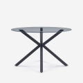 Tisch 120cm modern rund aus Glas mit gekreuzten Beinen schwarz Lotos Aktion