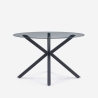 Tisch 120cm modern rund aus Glas mit gekreuzten Beinen schwarz Lotos Aktion