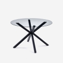 Tisch 120cm modern rund aus Glas mit gekreuzten Beinen schwarz Lotos Verkauf
