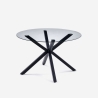 Tisch 120cm modern rund aus Glas mit gekreuzten Beinen schwarz Lotos Verkauf