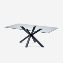 Tisch modern Design aus Glas mit gekreuzten schwarzen Beinen 200x100cm Laka Verkauf