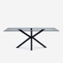 Tisch modern Design aus Glas mit gekreuzten schwarzen Beinen 200x100cm Laka Aktion