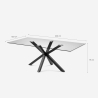 Tisch modern Design aus Glas mit gekreuzten schwarzen Beinen 200x100cm Laka Sales