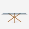 Tisch 200x100cm Design aus Glas und Holz mit gekreuzten Beinen Horo Aktion