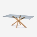 Tisch 200x100cm Design aus Glas und Holz mit gekreuzten Beinen Horo Verkauf