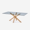 Tisch 200x100cm Design aus Glas und Holz mit gekreuzten Beinen Horo Verkauf