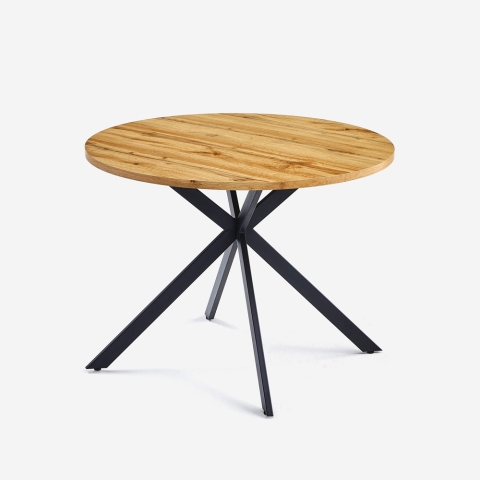 Tisch 100cm rund aus Holz mit gekreuzten Beinen Küche Esszimmer Mako Aktion