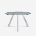 Tisch modern, rund aus Glas 130cm mit Metallbeinen Orun Aktion