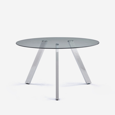 Tisch modern, rund aus Glas 130cm mit Metallbeinen Orun Aktion