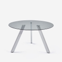 Tisch modern, rund aus Glas 130cm mit Metallbeinen Orun Verkauf