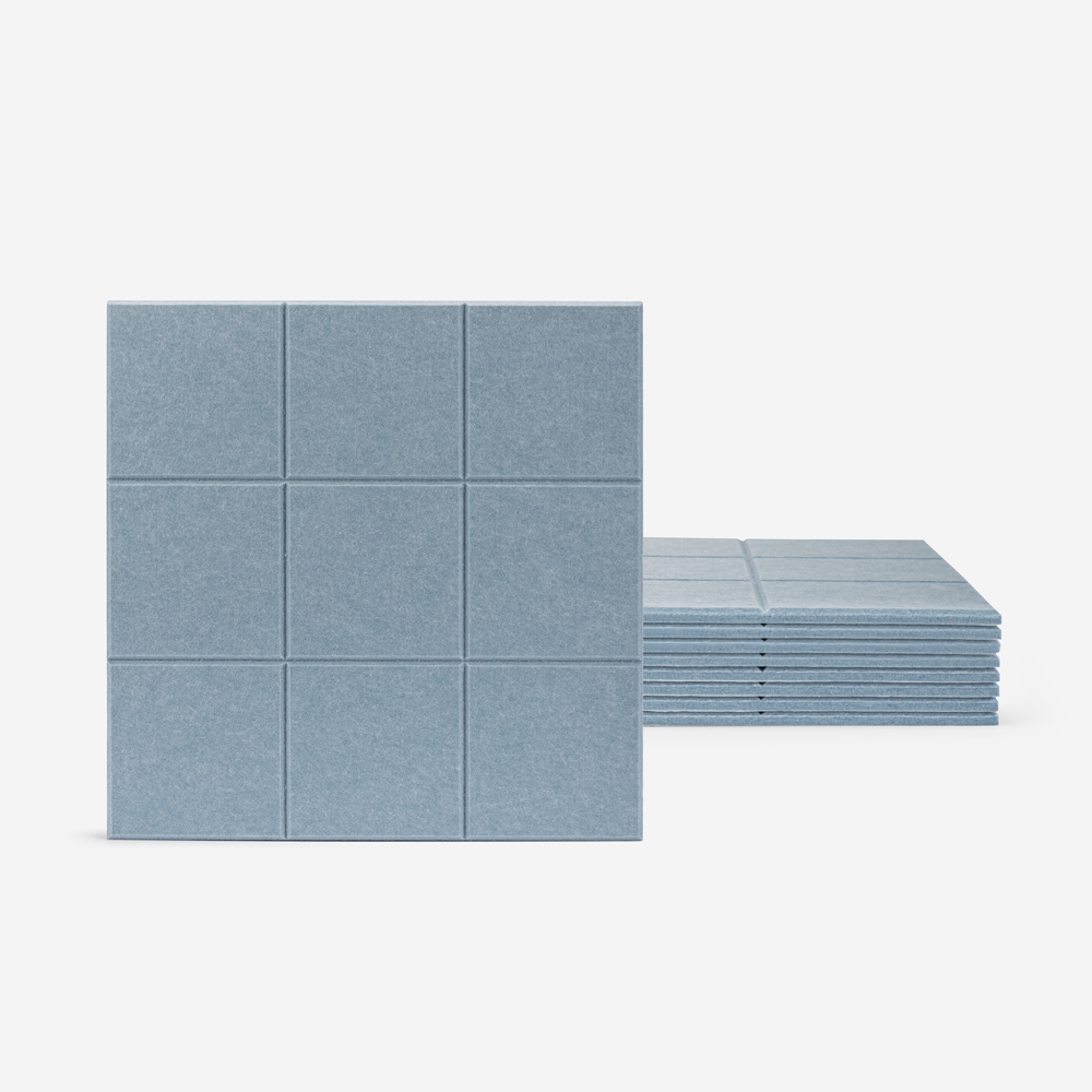 Set aus 8 dekorativen Schallschutzpaneelen fürs Wohnzimmer hellblau 60x60 Didi-A