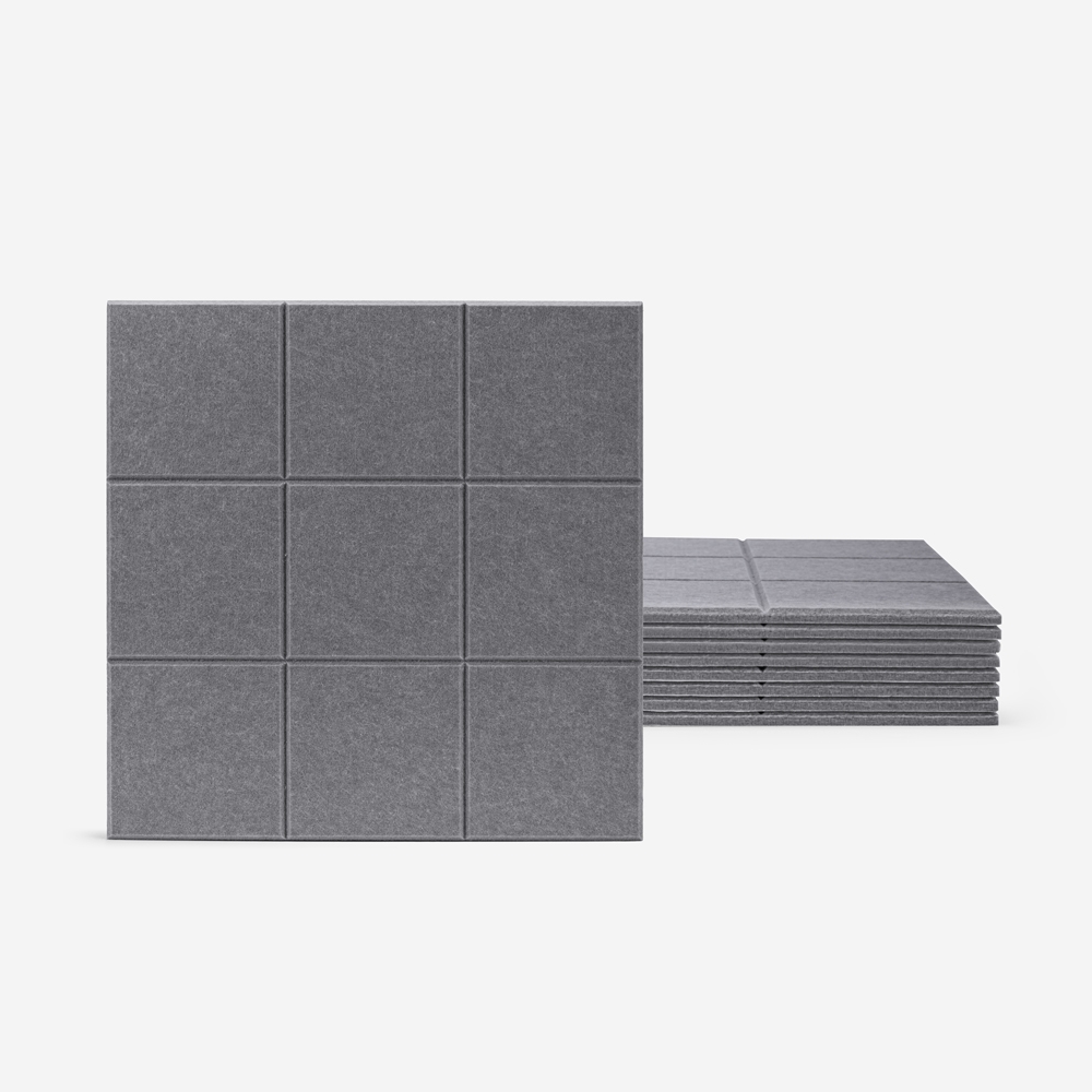 Set aus 8 dekorativen Schallschutzpaneelen 60x60 Polyester grau Didi-GC