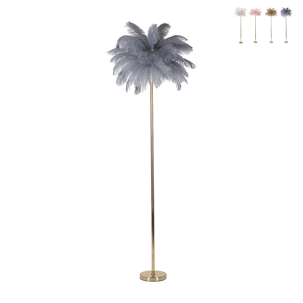 Stehlampe mit Federschirm und 3 Lichtquellen, Höhe 160 cm, Modell Palm L Preis