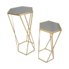 2er-Set hexagonale Couchtische aus goldenem Metall und Spiegel Esagonal Sales
