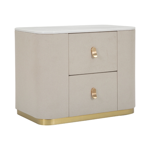 Eleganter Nachttisch mit 2 Schubladen und goldfarbenen Details 60x40cm Lullaby Aktion