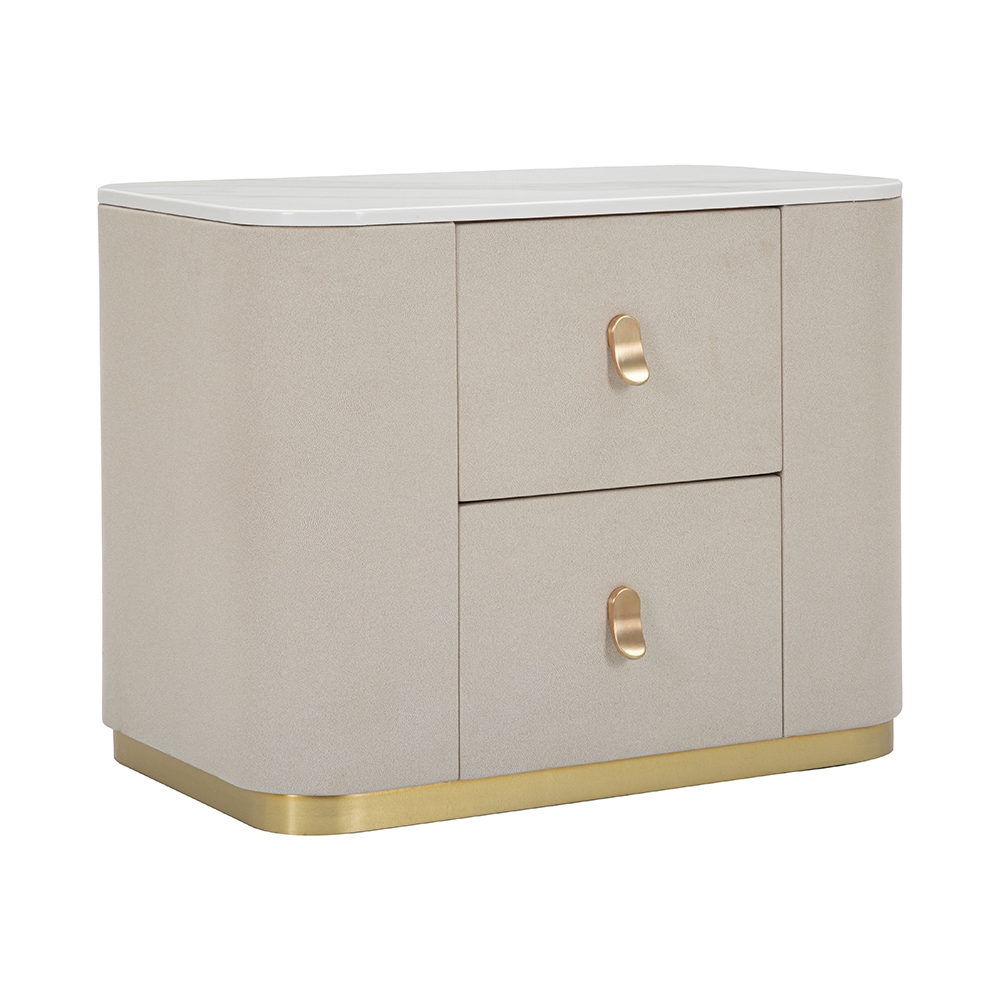 Eleganter Nachttisch mit 2 Schubladen und goldfarbenen Details 60x40cm Lullaby