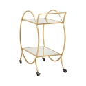 Barwagen aus goldenem Metall mit Spiegelregalen Globe Sales