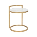 Runder Couchtisch und Sofa aus goldfarbenem Metall mit weißer Marmorplatte Round Aktion