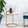 Runder Couchtisch und Sofa aus goldfarbenem Metall mit weißer Marmorplatte Round Verkauf