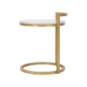 Runder Couchtisch und Sofa aus goldfarbenem Metall mit weißer Marmorplatte Round Angebot