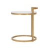 Runder Couchtisch und Sofa aus goldfarbenem Metall mit weißer Marmorplatte Round Angebot