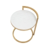 Runder Couchtisch und Sofa aus goldfarbenem Metall mit weißer Marmorplatte Round Sales
