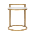 Runder Couchtisch und Sofa aus goldfarbenem Metall mit weißer Marmorplatte Round Lagerbestand