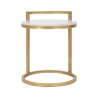 Runder Couchtisch und Sofa aus goldfarbenem Metall mit weißer Marmorplatte Round Lagerbestand