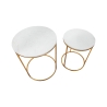 2er-Set runde Beistelltische Glam aus goldenem Metall und Marmor Simply Angebot
