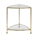 Dreieckiger Beistelltisch mit 2 Ablagen, goldfarbenem Metall und Glas Triangle S Angebot