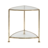Dreieckiger Beistelltisch mit 2 Ablagen, goldfarbenem Metall und Glas Triangle S Angebot