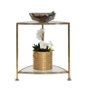 Dreieckiger Beistelltisch mit 2 Ablagen, goldfarbenem Metall und Glas Triangle S Sales