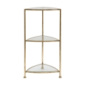 Eckregal Tisch 3 Ablagen goldfarbenes Metall und Glas Triangle M Sales