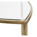Eckregal Tisch 3 Ablagen goldfarbenes Metall und Glas Triangle M Rabatte