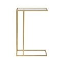 Rechteckiger Couch- und Beistelltisch aus goldfarbenem Metall und Glas London Angebot