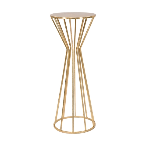 Glamouröser runder Beistelltisch aus goldfarbenem Metall, 38 cm, Stick Aktion