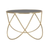 Moderner runder Couchtisch 60cm aus goldfarbenem Metall und schwarzem Glas Ring Aktion