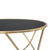 Moderner runder Couchtisch 60cm aus goldfarbenem Metall und schwarzem Glas Ring Rabatte