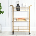 Rechteckiger Goldfarbener Barwagen mit Spiegelglasablagen Glammy Angebot