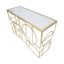 Rechteckiger Konsolentisch im Eingang aus goldfarbenem Metall 120x41cm mit verspiegelter Platte Marie Sales